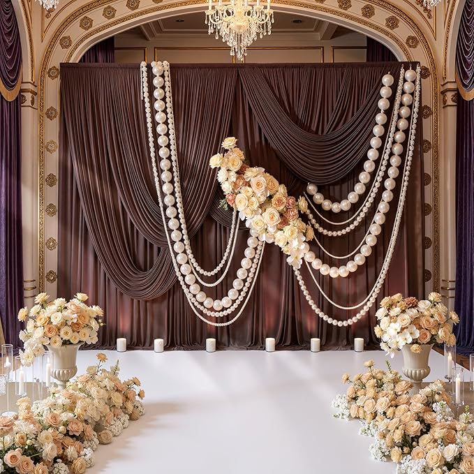 40ft x 10ft Wrinkle Free Brown Backdrop Curtains for Parties, 8 Panels 5x10ft Thick Fabric Backdrop Drapes for Wedding Party Background Birthday Decoration - Image 3