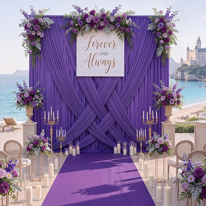 Wrinkle Free Purple Backdrop Curtains for Parties, Purple Photo Curtains Backdrop Drapes 2 Panels Back Drop Cloth Draping for Wedding Birthday Photography Background Decor,10ftx10ft - Image 7