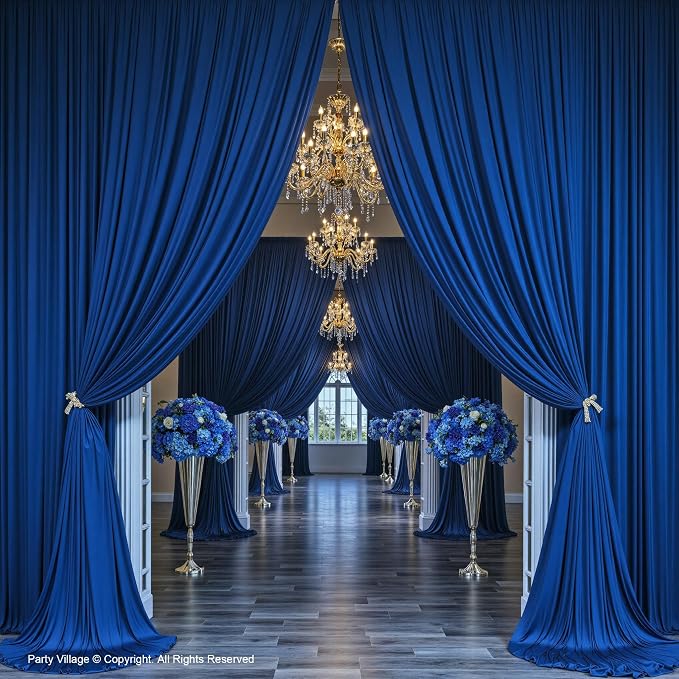 10x12 ft Royal Blue Backdrop Curtains for Weddings, Birthdays and Photos | 2 Panels 5x12 ft, Wrinkle-Free Polyester Drapes, Washable, Ironable, 4 in Rod Pocket for Baby Showers Photography Background - Image 3