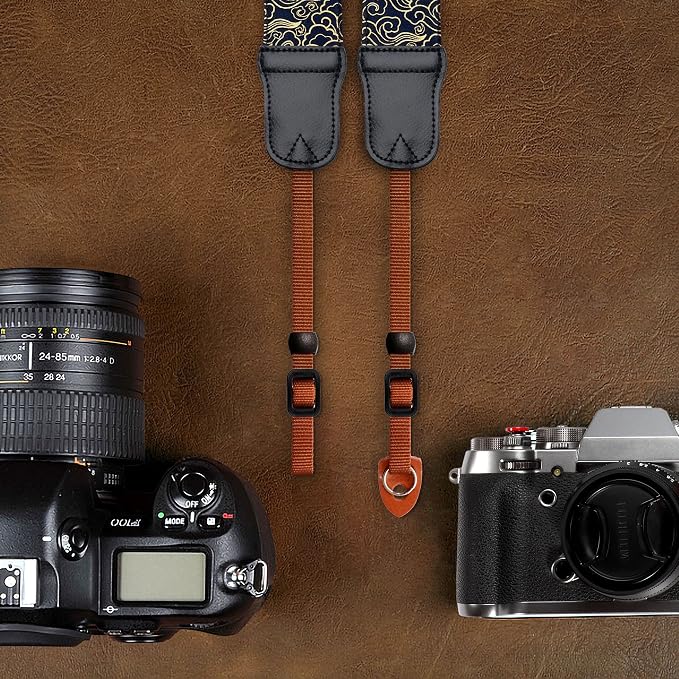 Padwa Lifestyle Camera Strap - 2" Wide with Double Layer Cowhide Head,Vintage Ukiyo E Style Auspicious Cloud Pure Cotton Camera Shoulder Straps,Adjustable Camera Neck Strap for all DSLR/SLR Cameras - Image 6