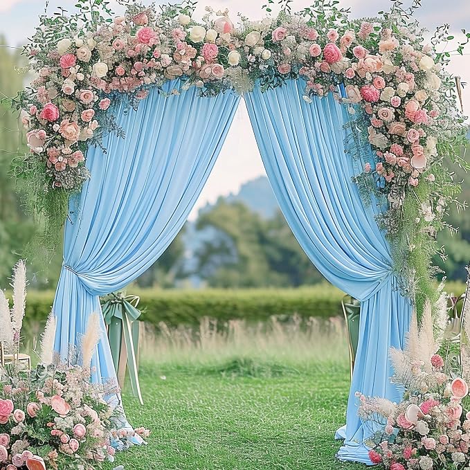 Blue Backdrop Curtains 2 Panels - Wrinkle-Free Light Blue Curtains Polyester Photography Drapes Photo Background for Baby Shower Birthday Party Decorations- 8 X10FT (Blue) - Image 8