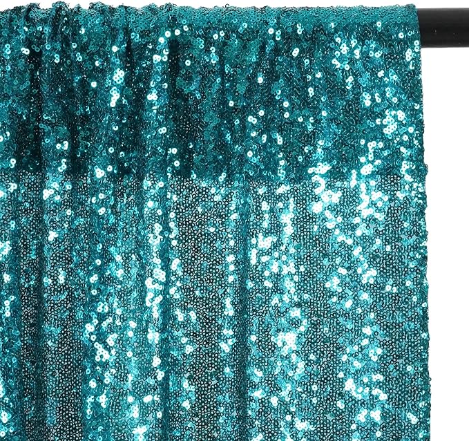 Poise3EHome Teal Sequin Backdrop,8FT x 10FT Sequin Photography Backdrop Curtain for Party Decoration - Image 6