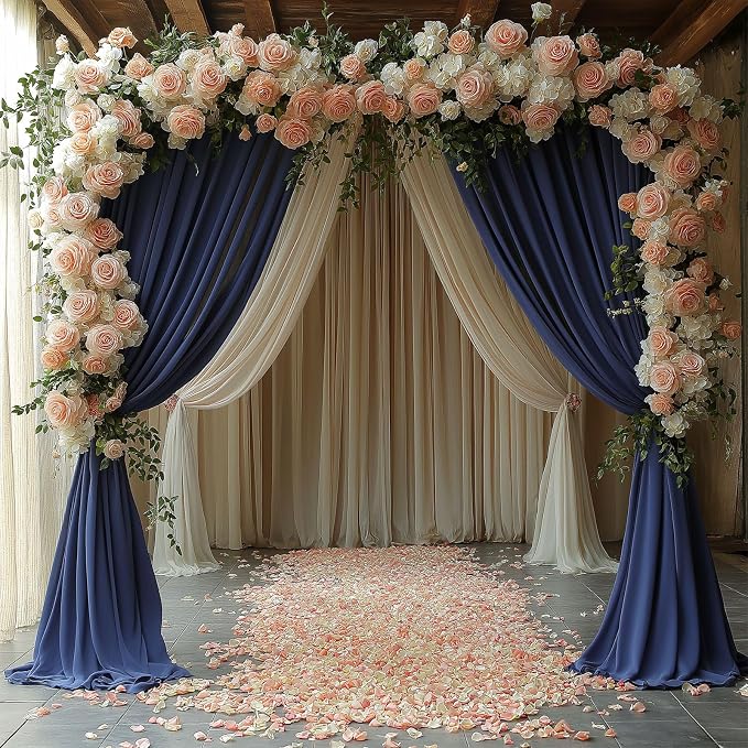 ESGOTBME 20x10ft Wrinkle Free Navy Blue Backdrop Curtain for Parties Soft Fabric Drapes Wedding Curtain Backdrop for Birthday Party Decorations Background for Photography 5x10ft, 4 Panels - Image 7