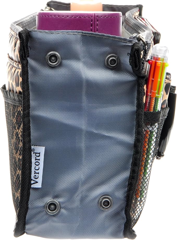 Vercord Purse Organizer Insert for Handbags Bag Organizers Inside Tote Pocketbook Women Nurse Nylon 13 Pockets Leopard Large - Image 4