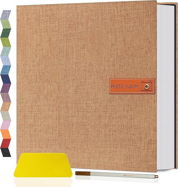 Popotop Large Photo Album Self Adhesive 4x6 5x7 8x10 Scrapbook Album DIY Picture Book,Gifts for Mom,Family Baby and Wedding,with Metal Pen and Plastic Board by Popotop