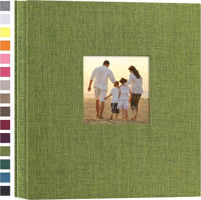 potricher Photo Album 4x6 Pictures, 1000 Pockets, Linen Cover, Green | Linen Cover, Front Window, Large Capacity 4x6 Picture Albums, Photo Book for Family, Wedding, Anniversary, Baby, Keepsake by potricher