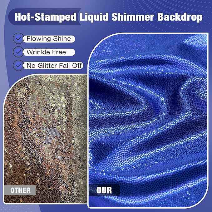 20x10FT Royal Blue Sequin Backdrop Curtain for Party - 4 Panels 5x10FT Wrinkle-Free Shimmer Drapes for Birthday, Wedding, Christmas, Decorations & Photography - Image 2