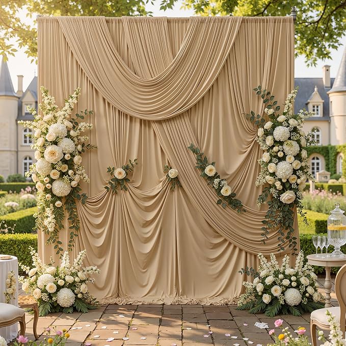 30ftx10ft Champagne Backdrop Curtains for Parties, Wrinkle Free Photo Curtains Backdrop Drapes 6 Panels Back Drop Cloth Drapery for Wedding Birthday Photography Background - Image 3