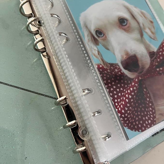 Photo Album For 2X6 Photo Booth Slip In Strips And 4X6 Pictures - 6 Ring Notebook Binder With 20 2 By 6 Sleeves - Fits 80 Photobooth Prints (SEAFOAM SPARKLE, 4X6) - Image 3
