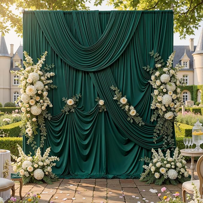 30ftx10ft Wrinkle Free Hunter Green Backdrop Curtains for Party Background, 6 Panles Silky Green Photo Backdrop Drapes Back Drop Cloth for Wedding Birthday Photography Baby Shower Decor - Image 6