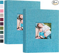 Mublalbum 2 Pack Small Photo Album 5x7, 52 Pockets, Linen Cover,Blue | Linen Cover with Display Window, 52 Vertical Pockets, Portable Mini Picture Book for Artwork Postcards, Picture Storage by Mublalbum