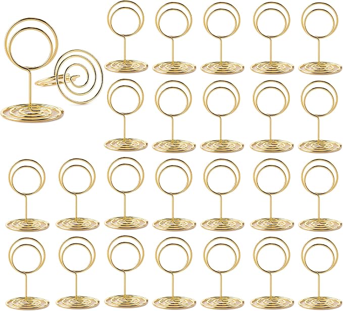 Table Number Holders, 26PCS Place Card Holder, Photo Holder (2" Gold) | Picture Holder, Cards Stand Name Menu Clips, Small Size Table Sign Card Holders for Centerpieces Wedding Birthday Party - Image 8