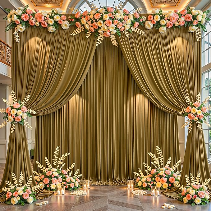 Brown Backdrop Curtains-Wrinkle-Free Polyester Photography Drapes Party Curtain Background for Baby Shower Wedding Decorations- 24 X10FT (Brown) - Image 4