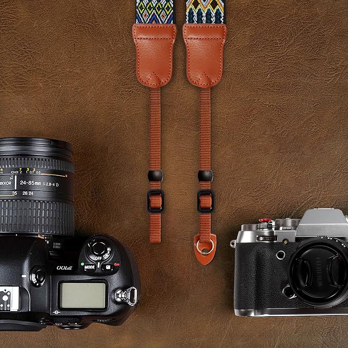 Padwa Lifestyle Colorful Camera Strap - 2" Wide Double Layer Cowhide Head Cotton Strap,Vintage Jacquard Embroidery Universal Neck & Shoulder Camera Straps for Photographers and All DSLR Cameras - Image 6