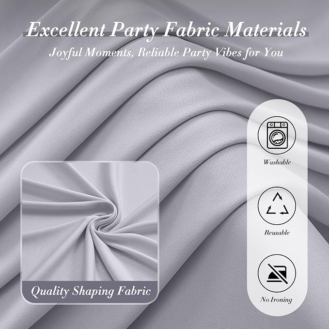 30 ft x 10 ft Wrinkle Free Silver Backdrop Curtain for Parties, Polyester Silver Grey Backdrop Drapes 6 Panels 5x10ft for Baby Shower Photoshoot Engagement Wedding Birthday Photography Background - Image 5