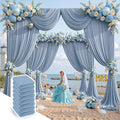 40 ft x 10 ft Wrinkle Free Dusty Blue Backdrop Curtain for Parties, 8 Panels 10ft Polyester Dusty Blue Photo Backdrop Drapes for Graduation Birthday Wedding Party Stage Curtains by Outpain