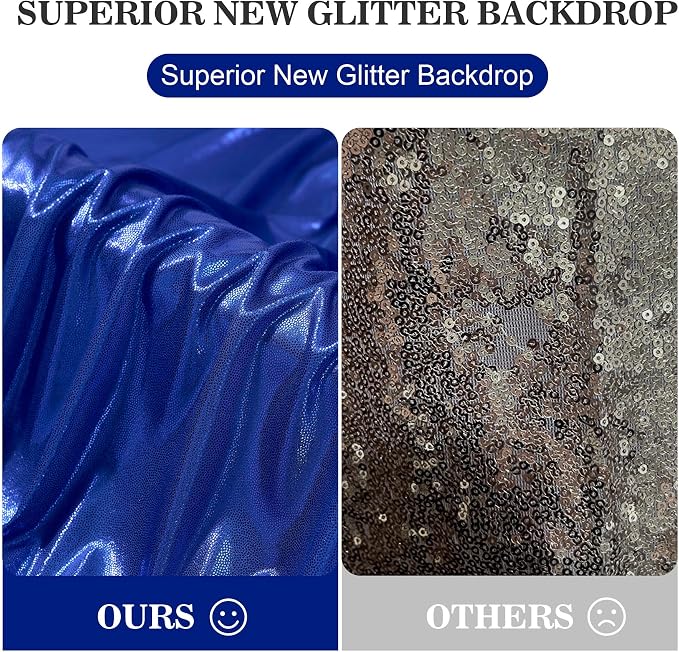 10x10ft Thick Royal Blue Glitter Backdrop Curtain Panels for Parties, Wrinkle Free Sequin Sparking Photo Backdrop Drapes, 2 Panels 5x10ft Shimmer Back Drop Cloth for Wedding Birthday Photography - Image 7