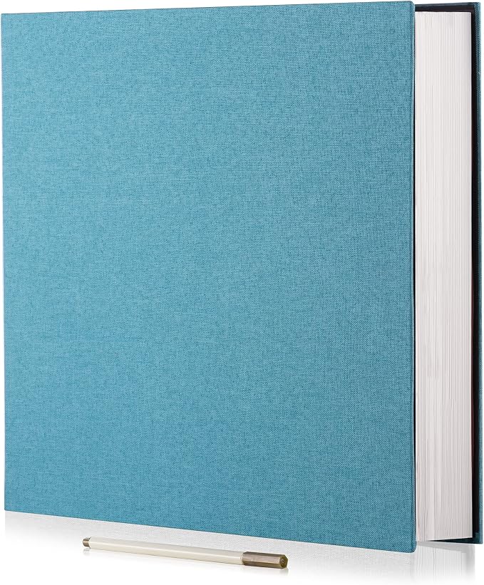 Large Photo Album Self Adhesive 4x6 5x7 6x8 8x10 Pictures Scrapbook Magnetic Album DIY Scrap Book 60 Sticky Pages Linen Cover DIY Photo Album with A Metallic Pen and DIY Accessories(SKY Blue) by HoneyTolly