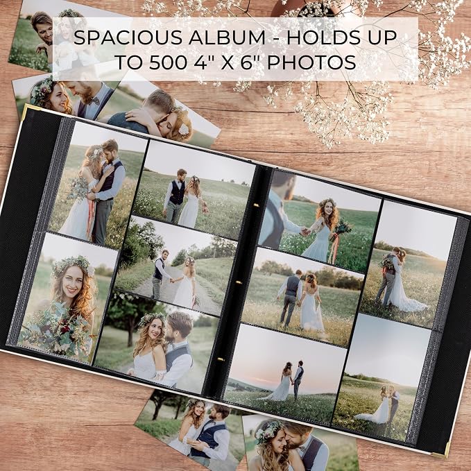 Beautiful Linen Photo Album For 4x6 Photos - Holds Up To 500 Pictures | Safely Stores Unique Memories - The Perfect Large Book for All Pictures of Treasured Family, Baby or Wedding Moments - Image 3