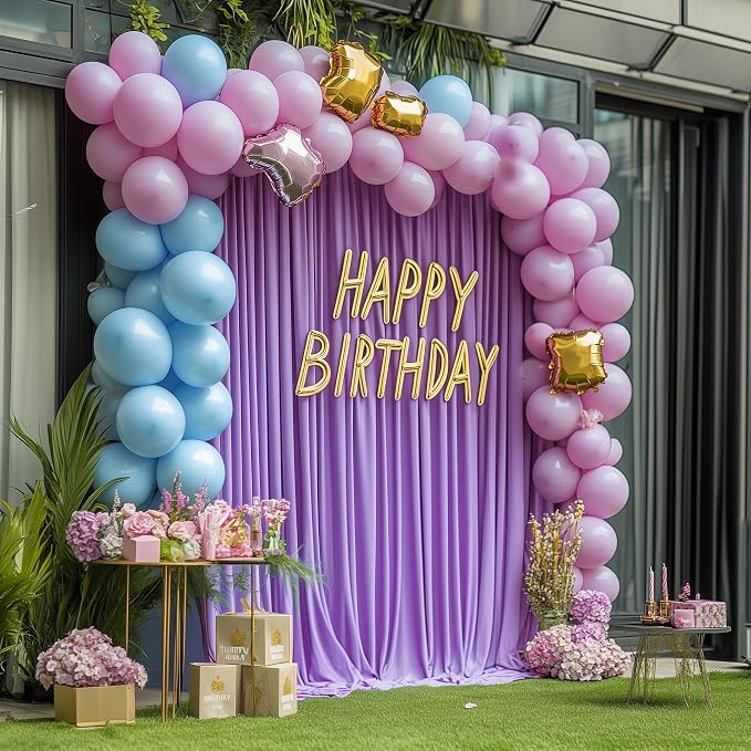 Lavender Purple Backdrop Curtain for Parties Backdrop Drape 10x8FT | Wrinkle Free Polyester Curtain Backdrop Draping Fabric for Backdrop Photoshoot Birthday Party Background,2 Panel 5x8FT - Image 5