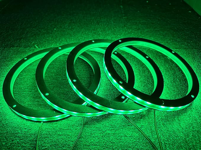 4PCS 6.5" RGB Multiple Changing Car LED Speaker Ring Light Kit Colors Shift Coxial Lights Spacer Ring Light Bluetooth App & Remote Control - Image 2