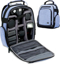 USA Gear Portable Camera Backpack for DSLR with Customizable Accessory Dividers, Weather Resistant Bottom and Comfortable Back Support - Compatible with Canon, Nikon, Sony, Fujifilm, and More (Blue) by USAGEAR