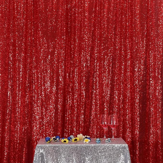 Poise3EHome Red Sequin Backdrop,5FT x 7FT Glitter Photography Background for Party Decoration by Poise3EHome