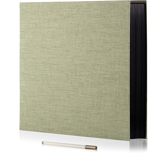 Photo Album Self Adhesive Scrapbook 3x5 4x6 5x7 6x8 Magnetic Album DIY Scrap Book 11x10.6 Inch 40 Black Sticky Pages Linen Cover DIY Photo Album(Grass Green) by HoneyTolly