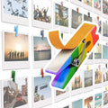 20 Pack Mini Self Adhesive Clips for Pictures - Mixed Colors Wood Clip Photo Holders for Wall, Poster Hanger, Photo Cards Hanging Display Board & Picture Boards, Artwork Photos Holders Card Room Decor by TOROS