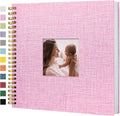 12"x12" Scrapbook Photo Album Linen Cover 40 Sheets 80 Pages White Paper | Pink Hardcover Kraft White Pages Memory Book, for Travel Wedding Guest Book Christmas Baby Shower Fits 4x6 & Instant Photos by Hiwhy