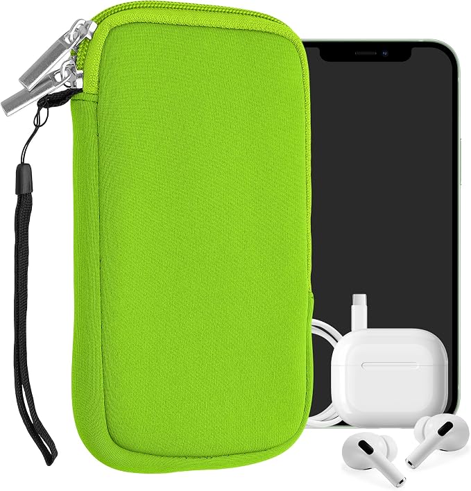 kwmobile Universal Phone Pouch Size L - 6.5" - Neoprene Smartphone Pouch with Zip - Water-Repellent Mobile Phone Case - Sleeve in Neon Green by kwmobile