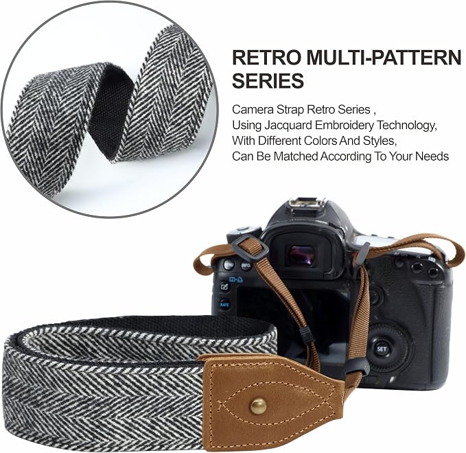 Padwa Lifestyle 2" Wide Classic Crazy Horse Art Cowhide Head Cotton Camera Straps for Photographers - Image 5