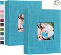 Mublalbum 2 Pack Small Photo Album 4x6, 52 Pockets, Linen Cover,Blue | Linen Cover with Display Window, 52 Vertical Pockets, Portable Mini Picture Book for Artwork Postcards, Picture Storage by Mublalbum