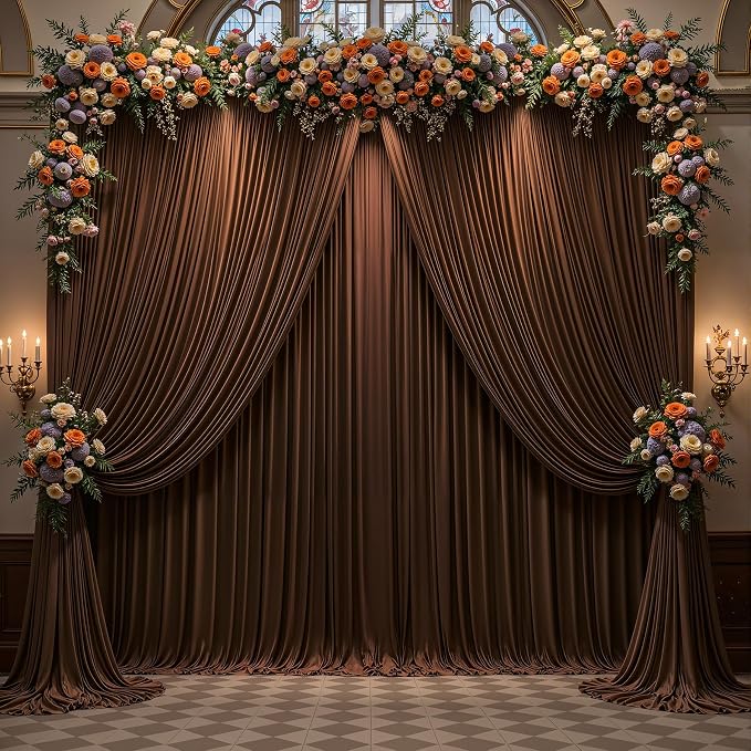 Dark Brown Backdrop Curtains-Wrinkle-Free Polyester Photography Drapes Party Curtain Background for Baby Shower Wedding Decorations- 32 X10FT - Image 4