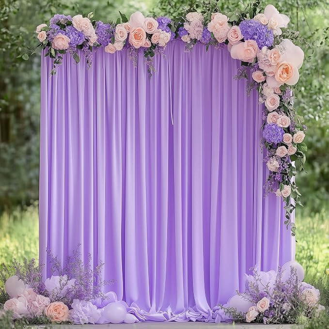 Lavender Purple Backdrop Curtain for Parties Backdrop Drape 10x8FT | Wrinkle Free Polyester Curtain Backdrop Draping Fabric for Backdrop Photoshoot Birthday Party Background,2 Panel 5x8FT by Wokceer