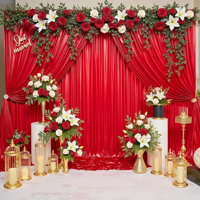 10x10ft Thick Red Glitter Backdrop Curtain Panels for Parties, Wrinkle Free Sequin Sparking Photo Backdrop Drapes, 2 Panels 5x10ft Shimmer Back Drop Cloth for Wedding Birthday Photography - Image 6