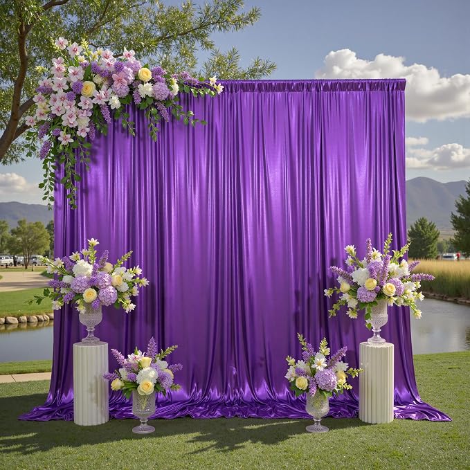 10x10ft Thick Purple Glitter Backdrop Curtain Panels for Parties, Wrinkle Free Sequin Sparking Photo Backdrop Drapes, 2 Panels 5x10ft Shimmer Back Drop Cloth for Wedding Birthday Photography - Image 4
