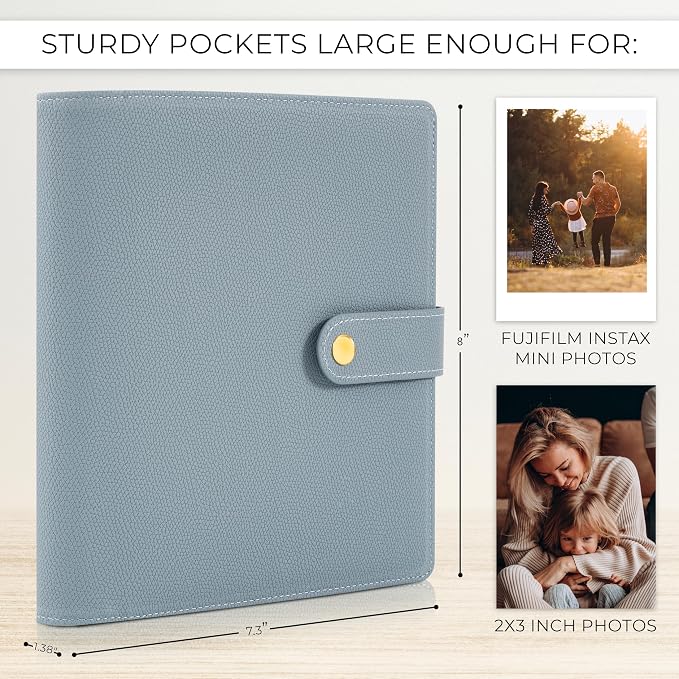 Beautiful Photo Album for 2x3 in Polaroid Photos - Instax Mini Compatible | Safely Holds Your 300+ Pictures of Unique Memories - The Perfect Book to Store Pictures or Trading Collection Cards - Image 7