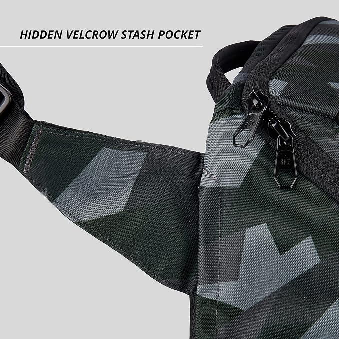 HEX Ranger DSLR XL Camera Sling – with Adjustable Carry Straps, Ample Interior Dividers, Water-Resistant Fabric, YKK Premium Zippers & More – Glacier Camo - Image 6