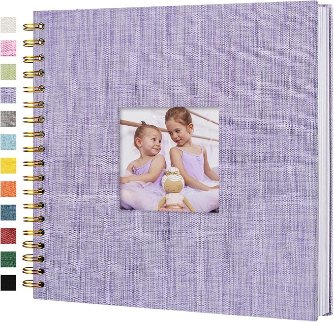 10"x10" Scrapbook Photo Album Linen Cover 40 Sheets 80 Pages White Paper | Purple Green Hardcover Kraft White Pages Memory Book, for Travel Wedding Guest Book Christmas Baby Fits 4x6 & Instant Photos by Hiwhy