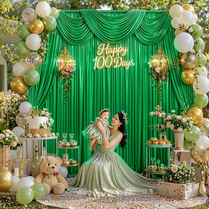 10x10FT Green Sequin Backdrop Curtain for Party - 2 Panels 5x10FT Wrinkle-Free Shimmer Drapes for Birthday, Wedding, Christmas, Decorations & Photography - Image 3