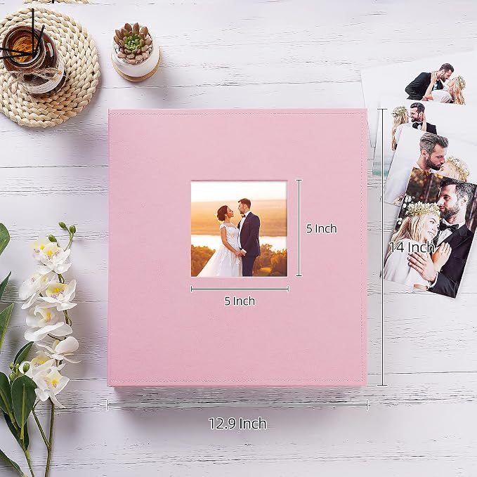 potricher Large Photo Album 4x6 1000 Photos, Leather Cover, Pink | Large Capacity Picture Albums with 1000 Horizontal and Vertical Pockets, Photo Book for Family, Wedding, Anniversary, Baby - Image 2