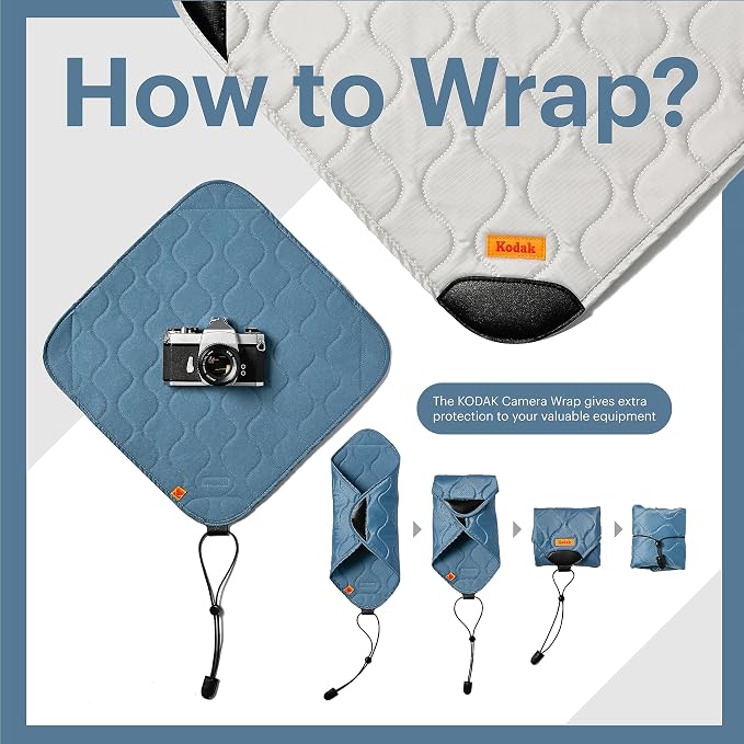KODAK Camera Wrap Size M 31x31cm - Water-Resistant, Anti-Scratching and Dust-Free Protective Cloth for Mirrorless Camera, Compact Camera, Prime Lens (Olive) [ONE item] - Image 7