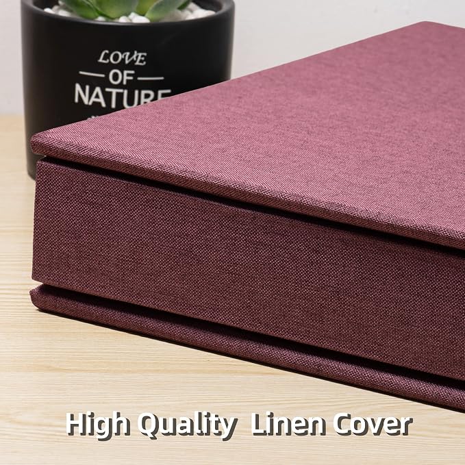 Large Photo Album Self Adhesive 4x6 8x10 10x12 Scrapbook Magnetic Album DIY Scrapbook Length 13 x Width 12.8 (Inches) 120 Sticky Pages Linen Cover DIY Photo Album(Purple) - Image 5