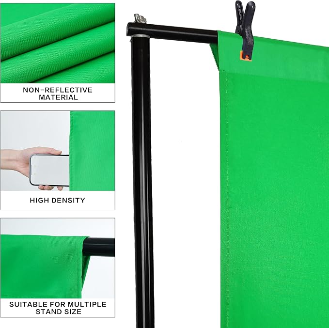 GFCC Green Screen Backdrop Chromakey Streaming Photography Curtain, 10x12FT | Versatile Background for Gaming Studio Photoshoot Christmas Party Video Recording High Density, Non-Reflective, Easy Hang - Image 3