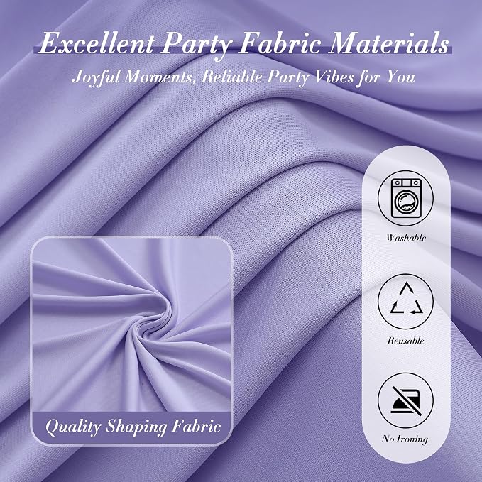 50 ft x 10 ft Wrinkle Free Lavender Backdrop Curtain for Parties, Polyester Light Purple Photo Backdrop Drapes 10 Panels 5x10ft for Baby Shower Photoshoot Wedding Birthday Party Photography Curtains - Image 4