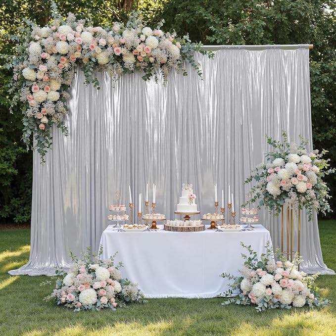 Outpain Thick 20 ft x 10 ft Silver Sequin Backdrop Curtain for Parties, Wrinkle Free Glitter Photo Backdrop Drapes 4 Panels 5x10ft Silver Back Drop Cloth for Wedding Christmas Photography Background - Image 9