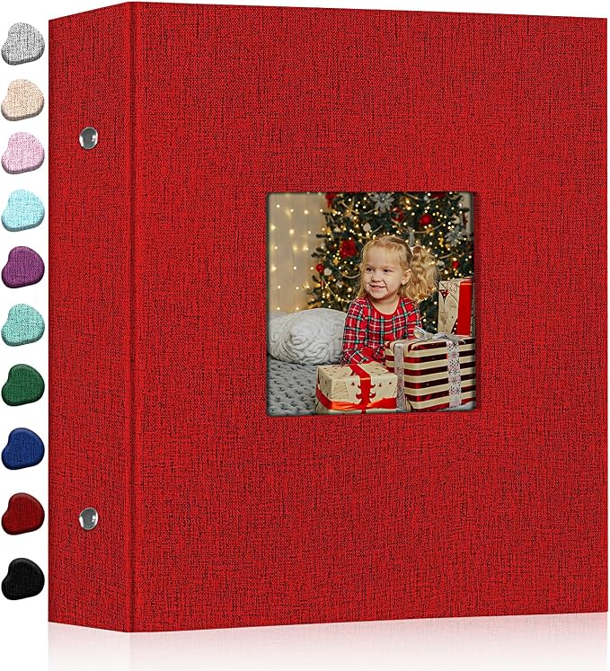 Ejblfe Photo Album 4x6,Linen Cover Slide-in Photo Album Book Can Holds 600 4x6 Photos with 60 Black Sheets for Family,Wedding,Baby and Holiday Pictures (Red) by EJBLFEPremiumPhotoAlbums