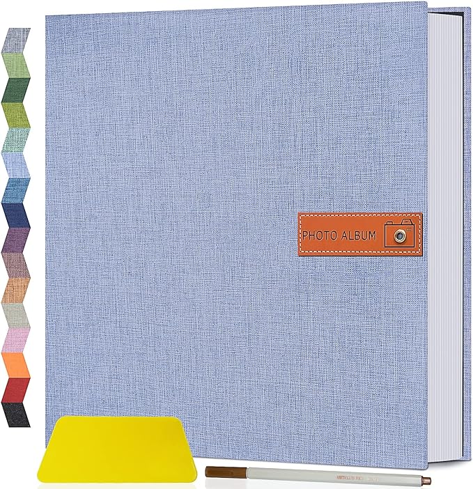 Popotop Large Photo Album Self Adhesive 4x6 5x7 8x10 Scrapbook Album DIY Picture Book,Gifts for Mom,Family Baby and Wedding,with Metal Pen and Plastic Board by Popotop