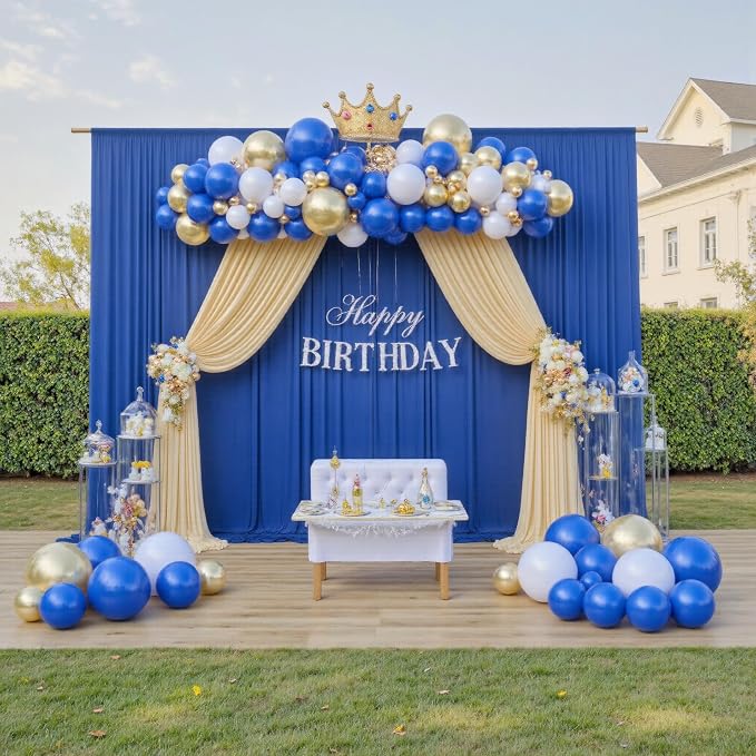 20x12 ft Royal Blue Backdrop Curtains for Weddings, Birthdays and Photos | 4 Panels 5x12 ft, Wrinkle-Free Polyester Drapes, Washable, Ironable, 4 in Rod Pocket for Baby Showers Photography Background - Image 8